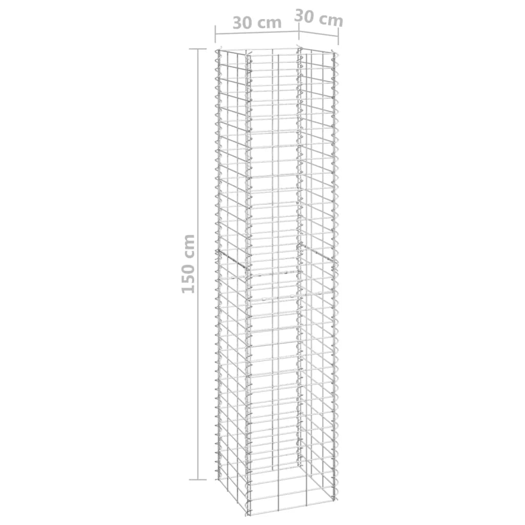 Gabbioni per aiuole rialzate set da 4 30 x 30 x 50/100/150/200 cm ferro argento 02_0039948