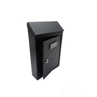 CASSETTA POSTALE ESTERNO A PARETE BUCA LETTERE IN ACCIAIO TETTO CHIAVE 30x20x6cm NERA 2500CT3YNE