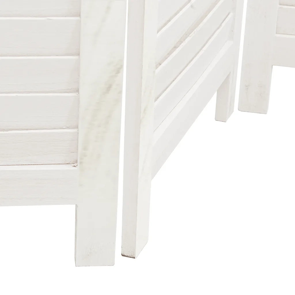 Divisorio Ambienti 4Pannelli Bianco Legno Massello di Paulownia 358834