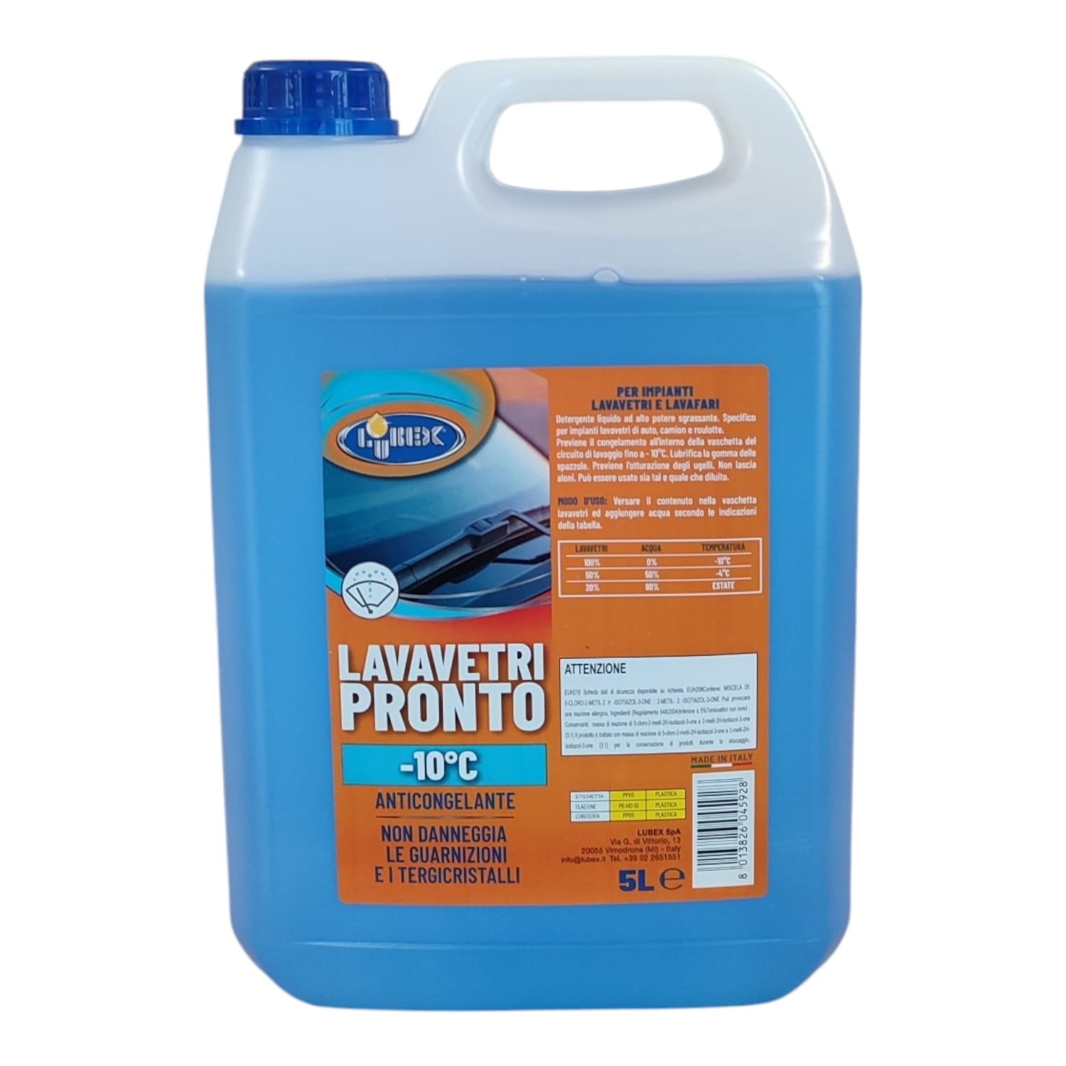 LAVAVETRI E LAVAFARI PRONTO ALL'USO 5LT ANTICONGELANTE FINO A -10°