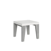Tavolo Allungabile 90/246x90x77 cm Naxy Mix piano Bianco Frassino gambe Cemento