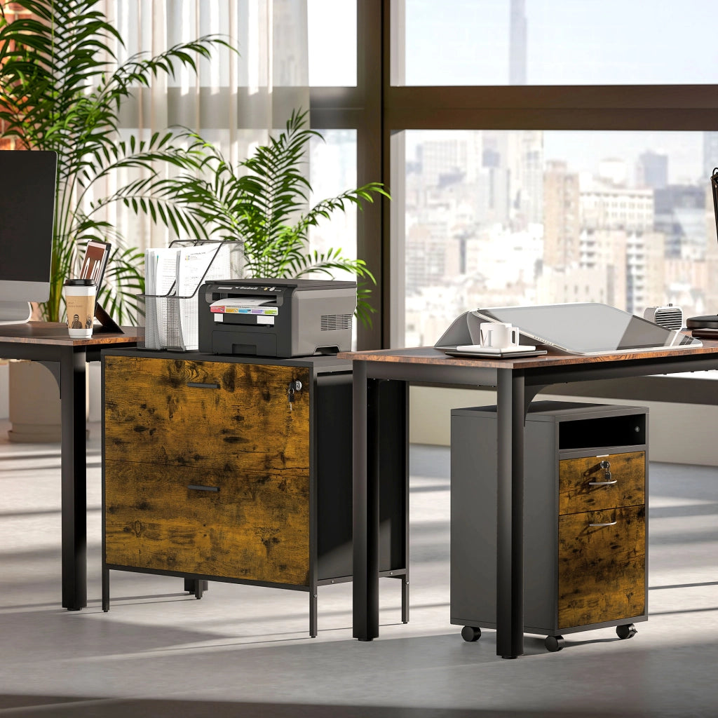Scrivania con cassetti e archivio ¨C zephmum ¨C 80x39x73,5 cm Marrone