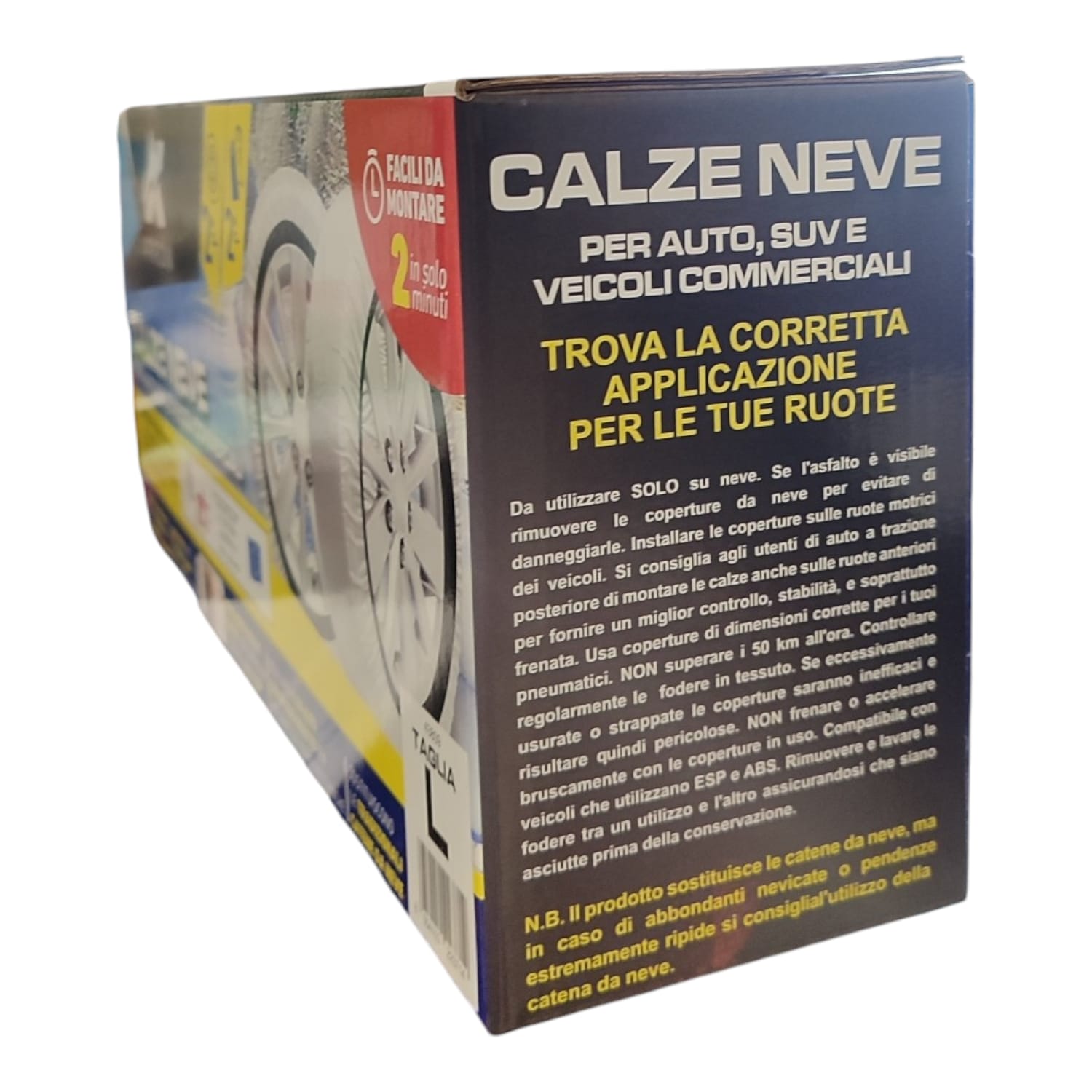 COPPIA CALZE DA NEVE PER AUTO OMOLOGATE TAGLIA L