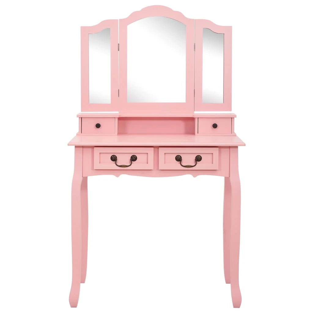 Set toeletta con sgabello 80 x 69 x 141 cm rosa 02_0006325