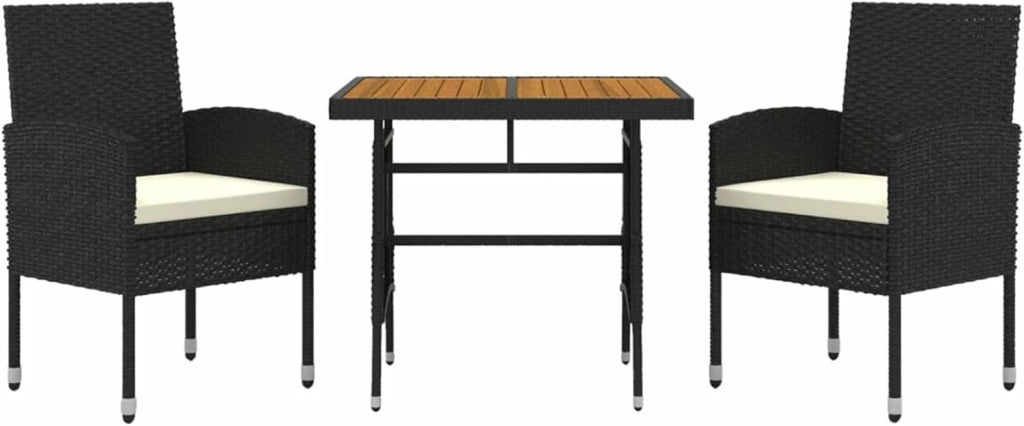 Set da pranzo da giardino 3 pezzi, tavolo e sedie terrazza, set tavolo e sedie da giardino, mobili da giardino, set di mobili da giardino, rattan sintetico nero