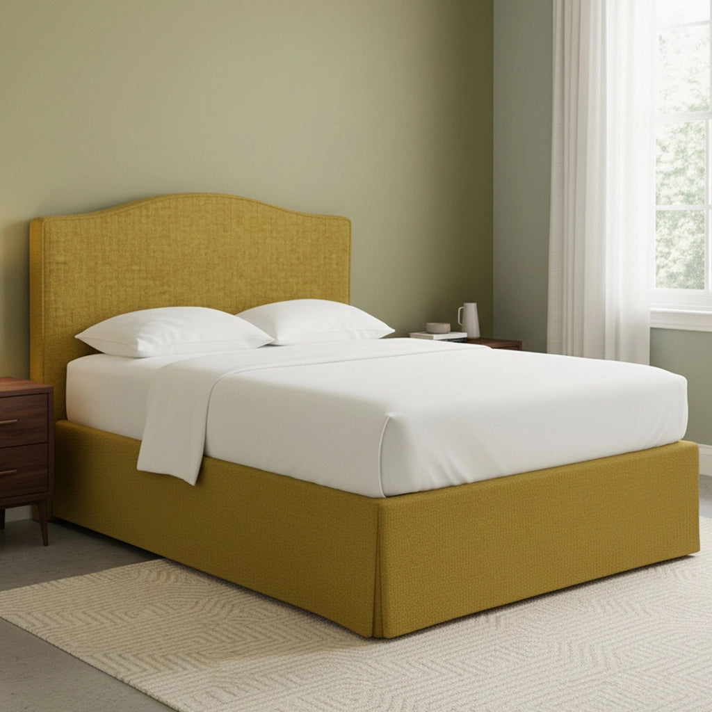 Morley, Letto Matrimoniale Sfoderabile Made in Italy, Giallo Ocra