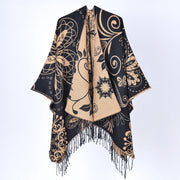Nuovo scialle con nappe jacquard e motivo paisley - Elegante e caldo scialle con nappe