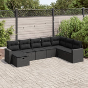 vidaXL Set Divani da Giardino con Cuscini 8 pz Nero in Polyrattan