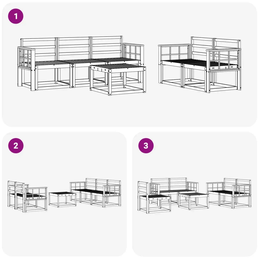 Set di divani da esterno 6 pcs Bianco 59 x 59 x 37 cm 3387253