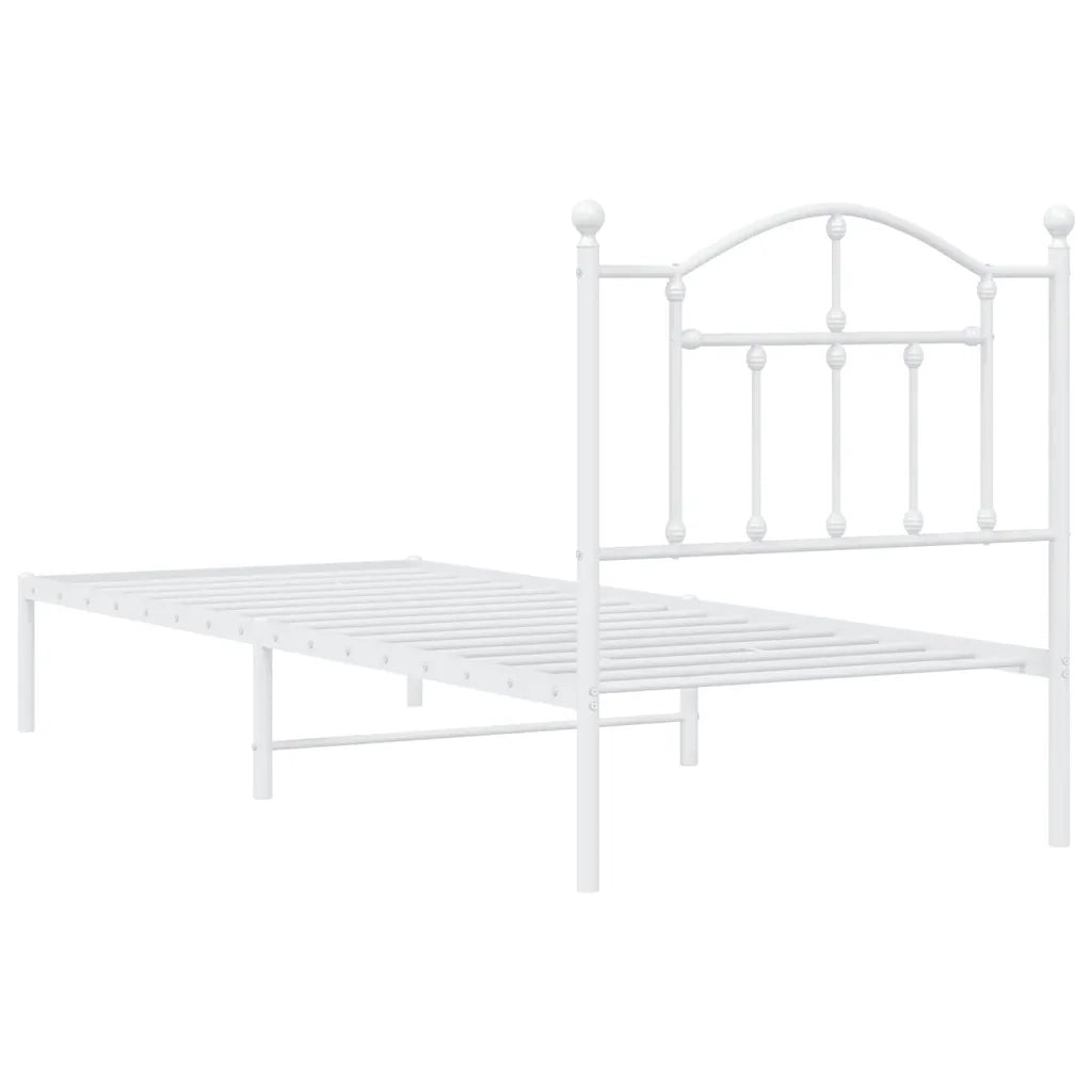 Giroletto con Testiera-Struttura Letto con testiera Metallo Bianco 90x190 cm 152427