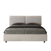 Letto imbottito Matrimoniale 160x200 cm tessuto Agata Mados - Contenitore,Bianco/Bianco