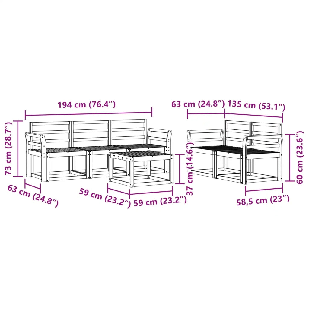 Set di divani da esterno 6 pcs Bianco 59 x 59 x 37 cm 3387243