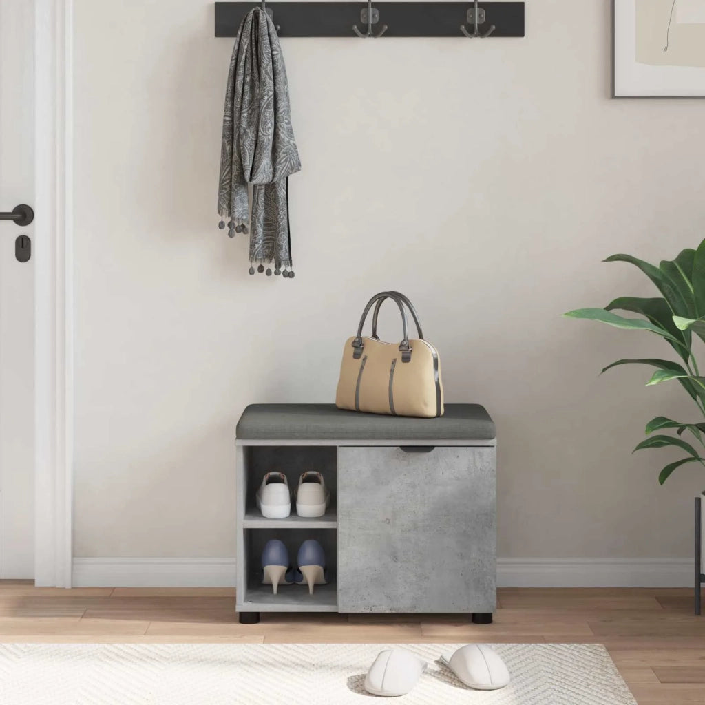 Panca per ingresso con cuscino Grigio Cemento 60 x 38 x 46 cm 891499