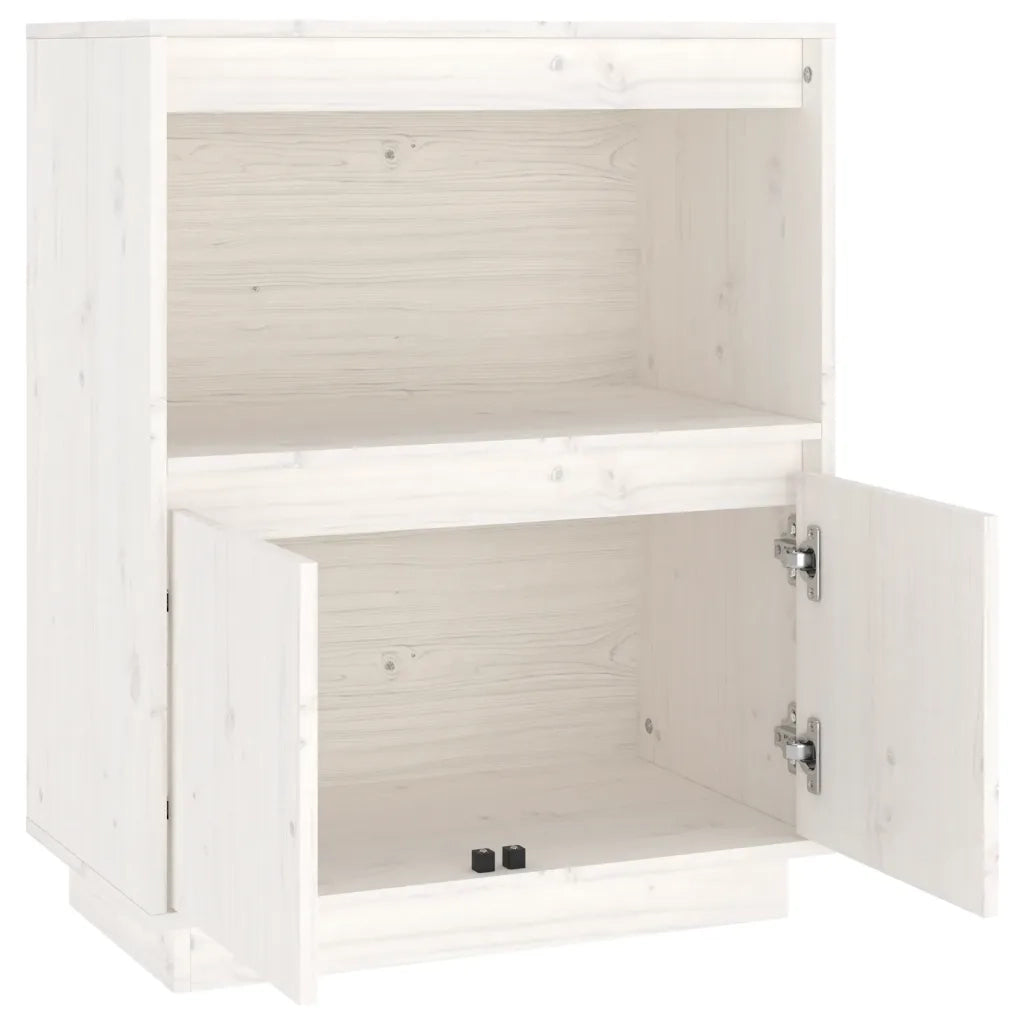 Credenza Bianca 60x34x75 cm in Legno Massello di Pino 813521