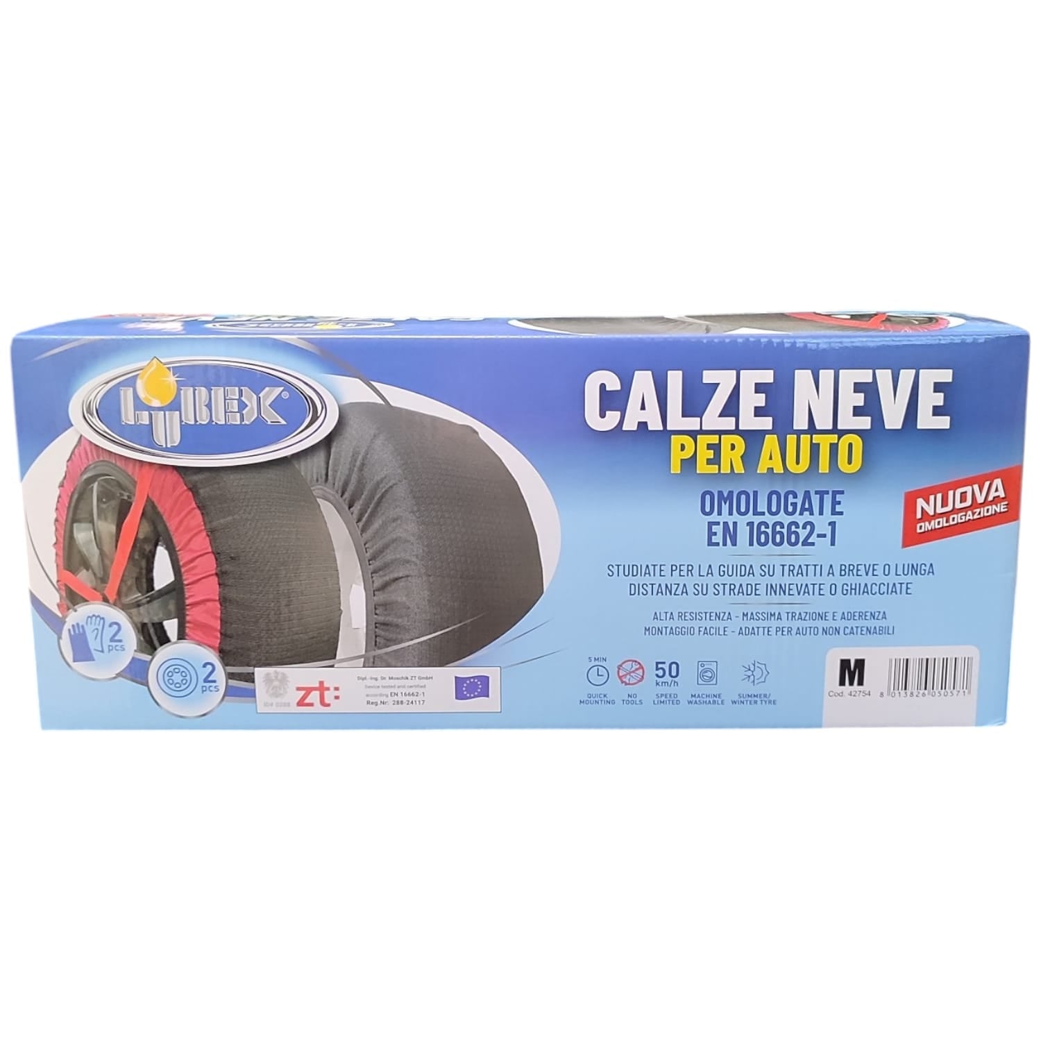 COPPIA CALZE DA NEVE PER AUTO OMOLOGATE TAGLIA M