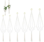 Hangmand Macramé 6-dell'Articolo, Decorazione per Interni, Pianta per Esterni 80/90/100 cm, Decorazione per Interni, Hanger Macramé per Pareti, Ideale per Plafond, Balcone e Terrazza