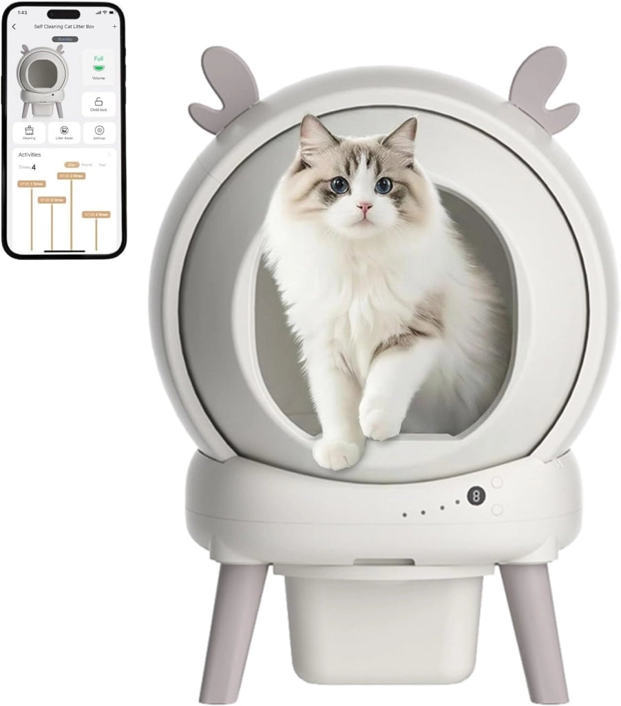 Lettiera Gatto Autopulente Con APP; Lettiera Automatica Per Gatti; Capacità Massima 73 L; Lettiera Con Triplo Sensore Di Sicurezza; Ampio Spazio;Adatta a Famiglie Con Più Gatti