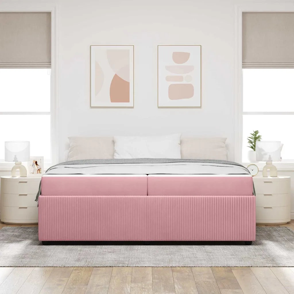 Struttura del letto con materasso Rosa 200 x 200 cm Tessuto 3398443