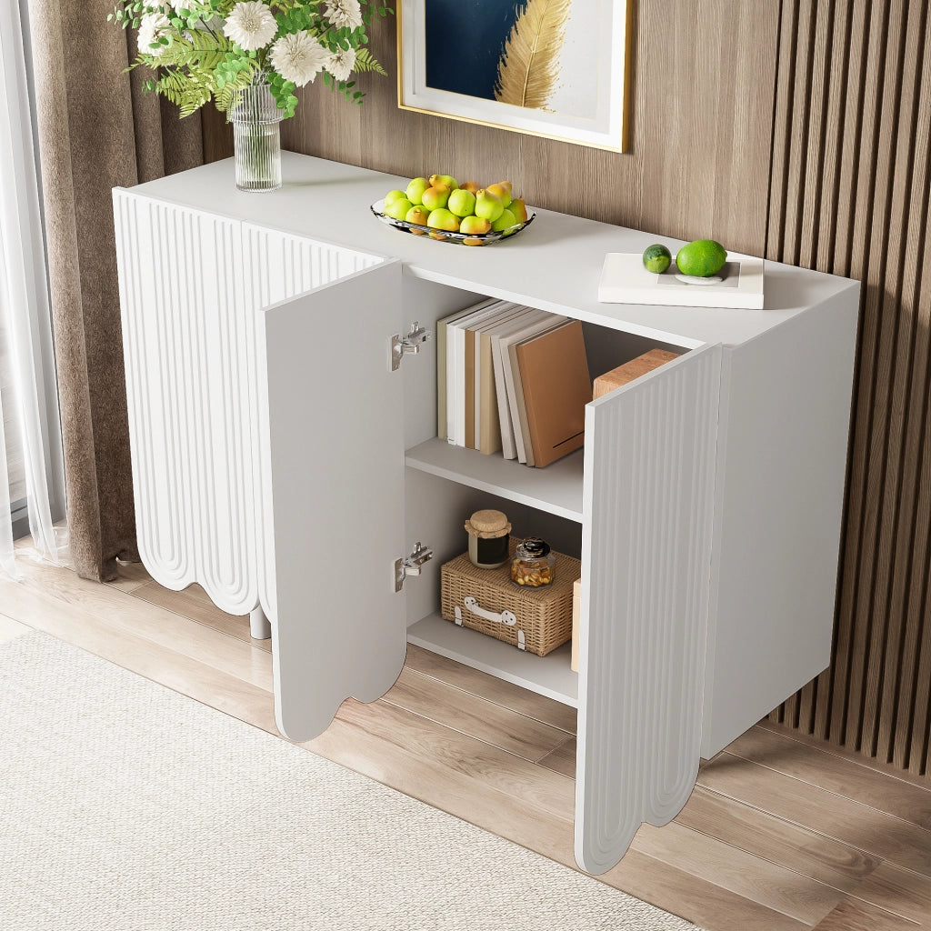 Sideboard a goccia con ante sagomate e cerniere ammortizzate