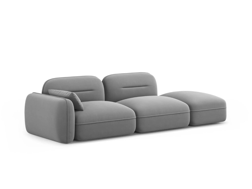 Cosmopolitan Design - Divano modulare destro "Sydney" 3 posti in velluto grigio chiaro 
