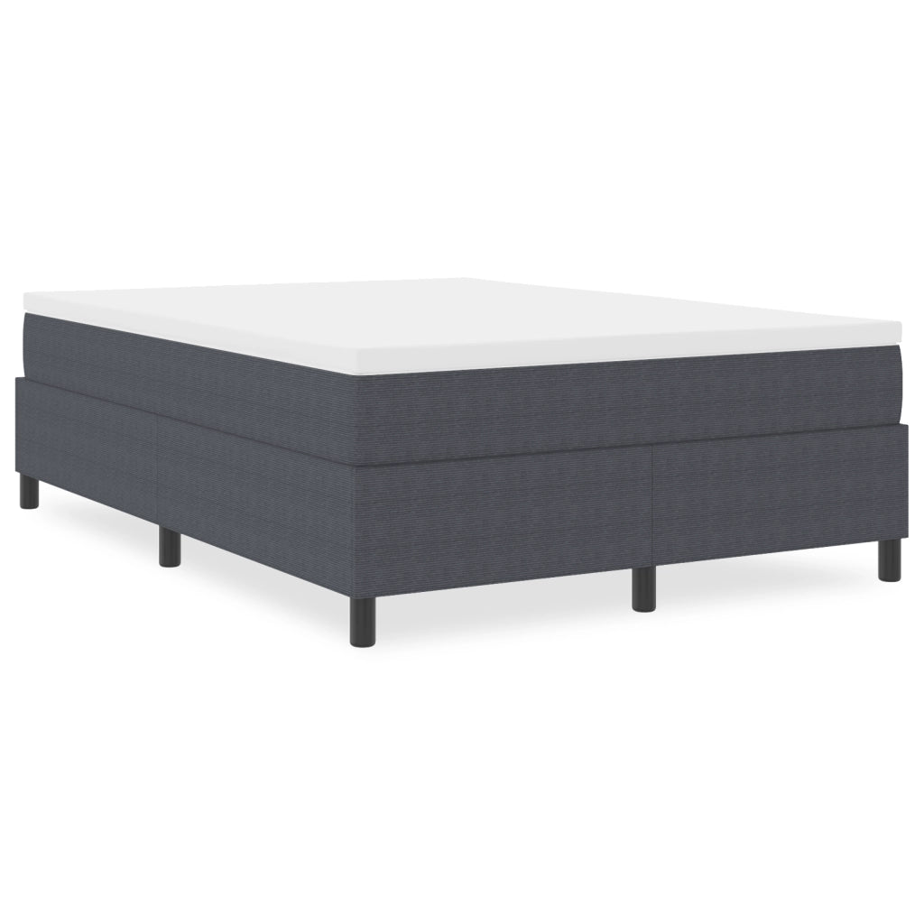 Letto Box Spring Grigio Scuro 140x200 cm Tessuto a Coste