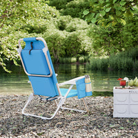 Spiaggina Pieghevole Sedia Spiaggia Alluminio con Borsa Termica e Spallacci Blu