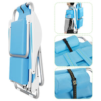 Spiaggina Pieghevole Sedia Spiaggia Alluminio con Borsa Termica e Spallacci Blu