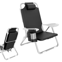 Spiaggina Pieghevole Sedia Spiaggia Alluminio con Borsa Termica e Spallacci Nero