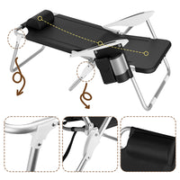 Spiaggina Pieghevole Sedia Spiaggia Alluminio con Borsa Termica e Spallacci Nero