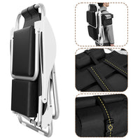 Spiaggina Pieghevole Sedia Spiaggia Alluminio con Borsa Termica e Spallacci Nero