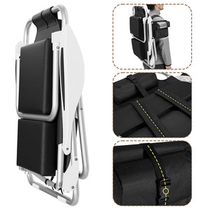 Spiaggina Pieghevole Sedia Spiaggia Alluminio con Borsa Termica e Spallacci Nero