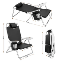 Spiaggina Pieghevole Sedia Spiaggia Alluminio con Borsa Termica e Spallacci Nero