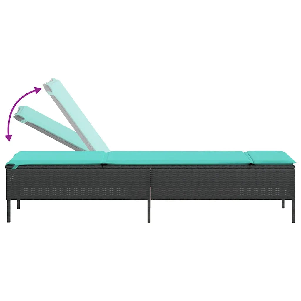 Lettino prendisole con Cuscino in Polyrattan Nero 4002727