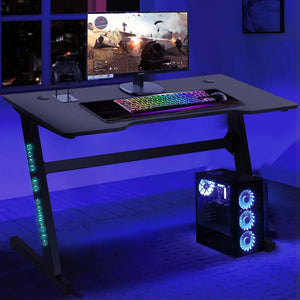 Scrivania Gaming PC 120cm con Led RGB e Tappetino Mouse Pad Fibra di Carbonio