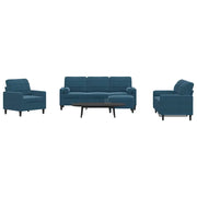 Set di Divani 4 pz con Cuscini e Rinforzi Blu in Velluto 3278390