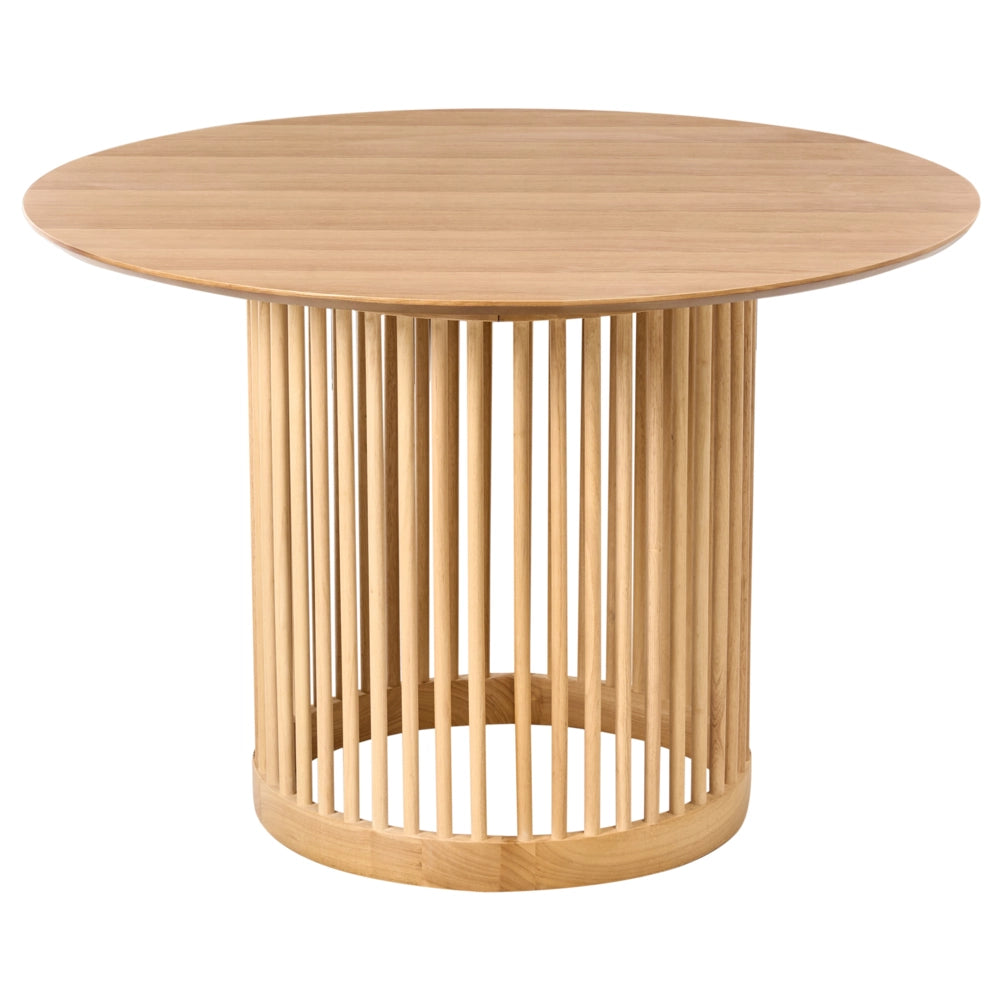Tavolo da pranzo per sala da pranzo Cucina ø 110 cm Gambe in legno massello Impiallacciatura rovere chiaro