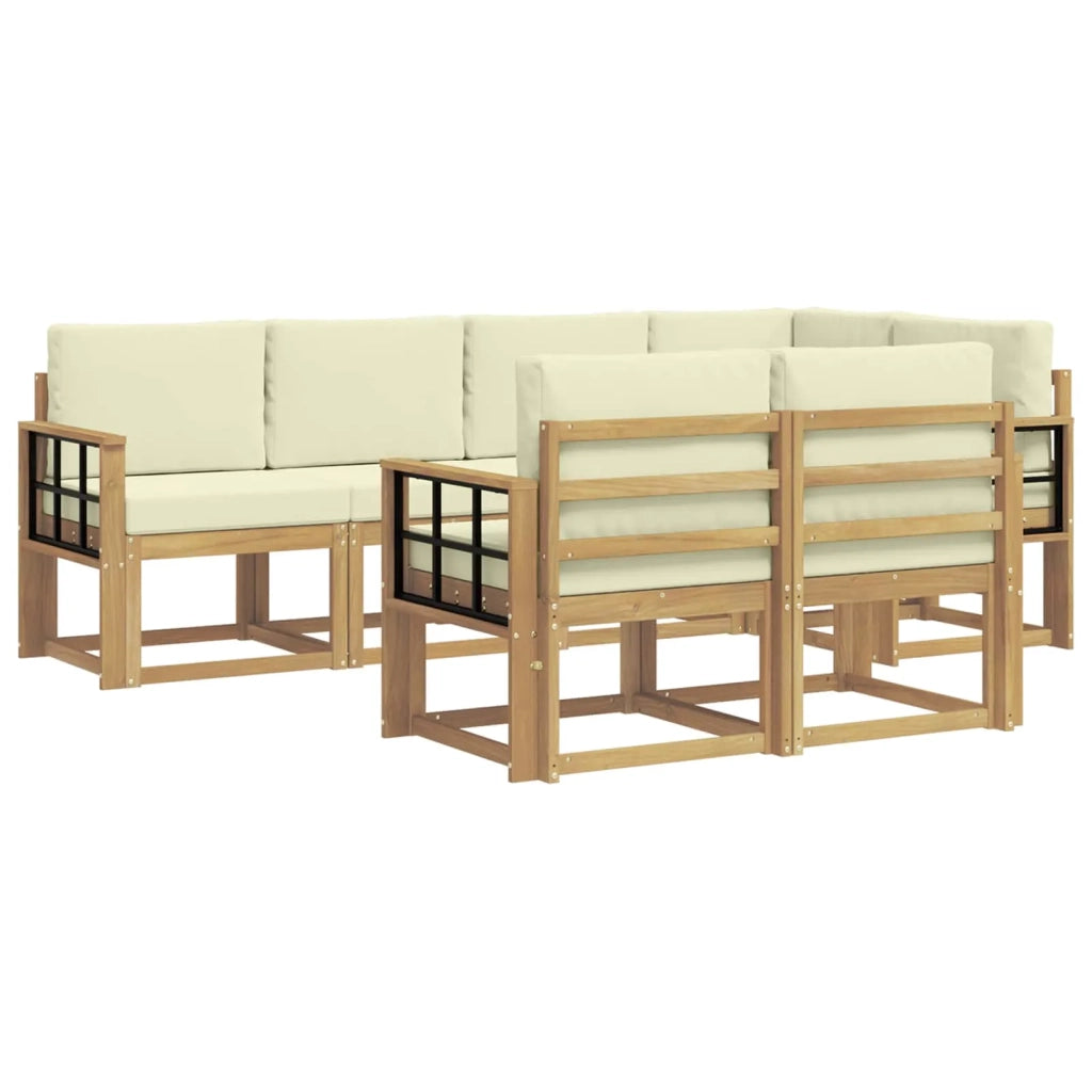 Set di divani da esterno 7 pz Bianco e Crema Poliestere 3387779