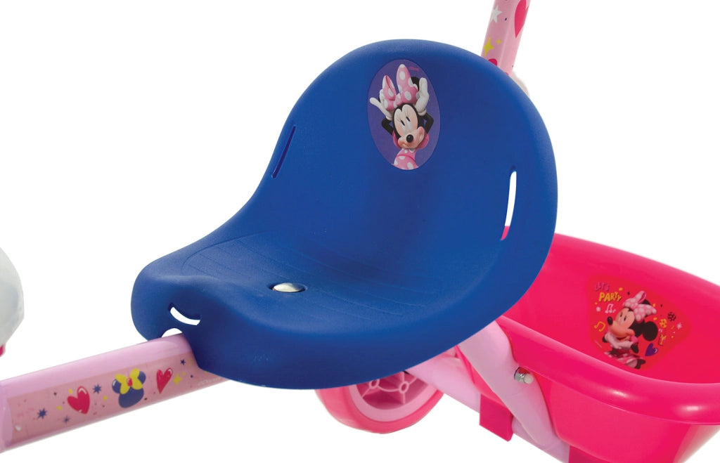 Triciclo a Pedali Primi Passi per Bambini con Maniglione Genitoriale Rimovibile e Vano Contenitore Disney Minnie Rosa