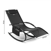 Sedia Sdraio a Dondolo Gravità Zero per Esterni con Cuscino Imbottito Nero