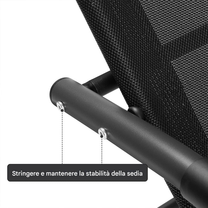 Sedia Sdraio a Dondolo Gravità Zero per Esterni con Cuscino Imbottito Nero