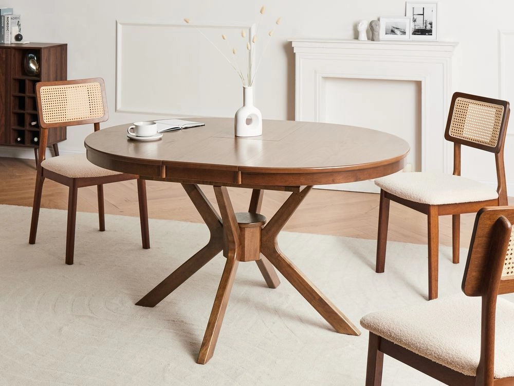 Tavolo da pranzo design retrò rovere scuro rotondo di ispirazione retrò design soggiorno sala da pranzo