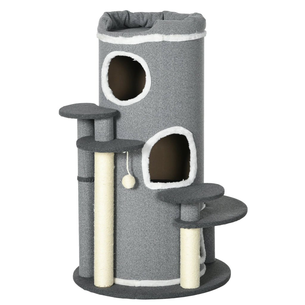 TORRE RASCHIALETTI PER GATTI 99 cm Grigio in pannello di legno