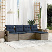 Set Divani da Giardino 5 pz con Cuscini Grigio in Polyrattan 3220090