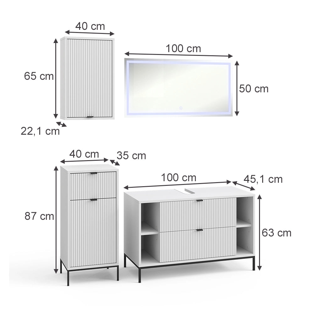 Vicco Set di mobili da bagno Bianco 4 parti