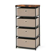 Cassettiera con 4 cassetti pieghevoli per riporre gli oggetti 42 x 33,5 x 84,5 cm ideale per camera da letto o soggiorno tessuto marrone 20_0020635