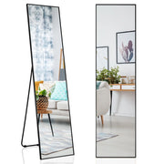 Specchio a figura intera 160 x 40 x 2 cm con vetro infrangibile atmosfera accogliente design nero in lega di alluminio 20_0012876