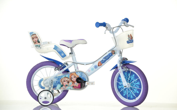 SCH SNOW QUEEN 16", bicicletta per bambini, adatta tra i 5 e i 7 anni, per altezza tra 105 e 135 cm, con cestino, campan