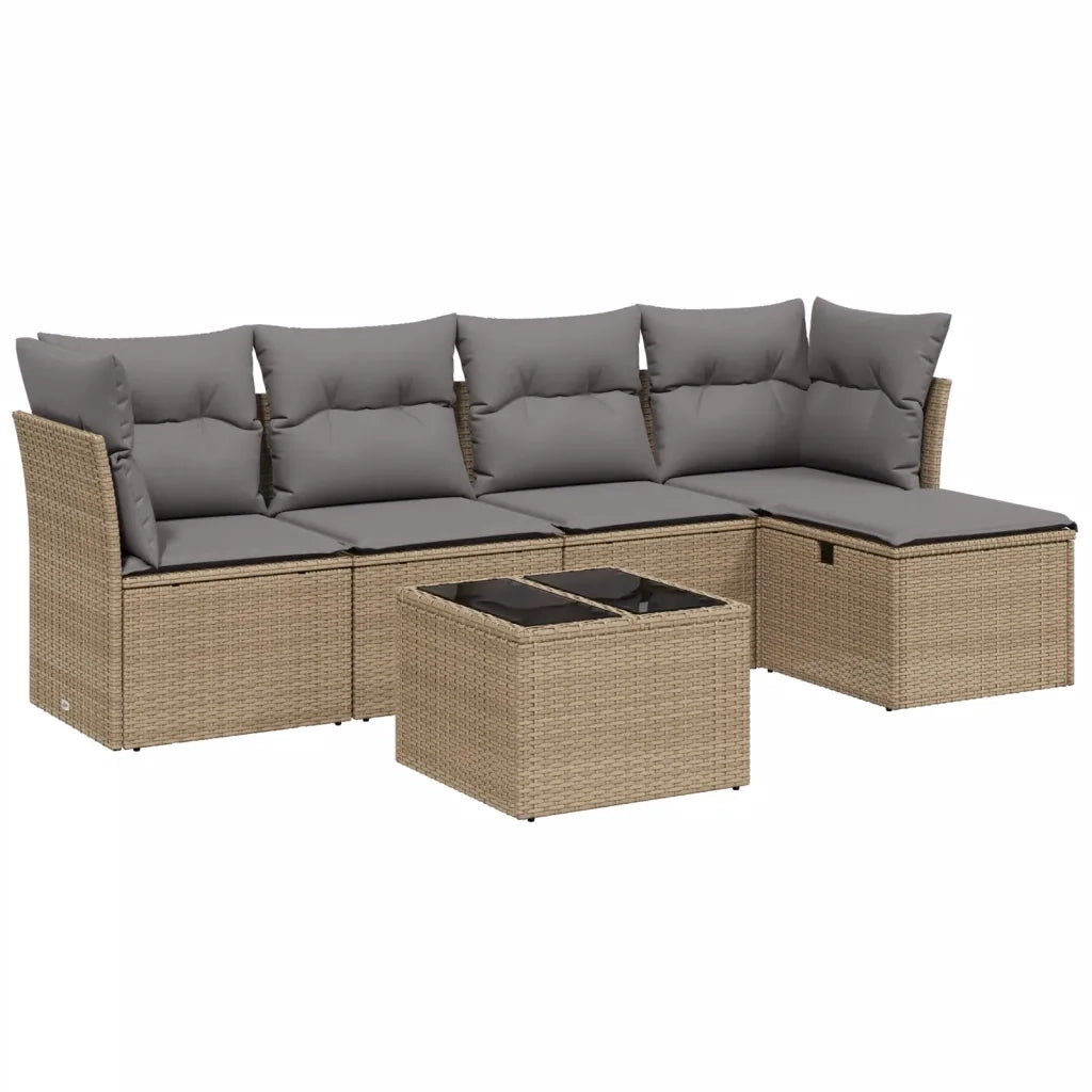 Set Divano da Giardino 6 pz con Cuscini Beige Misto Polyrattan 3263145