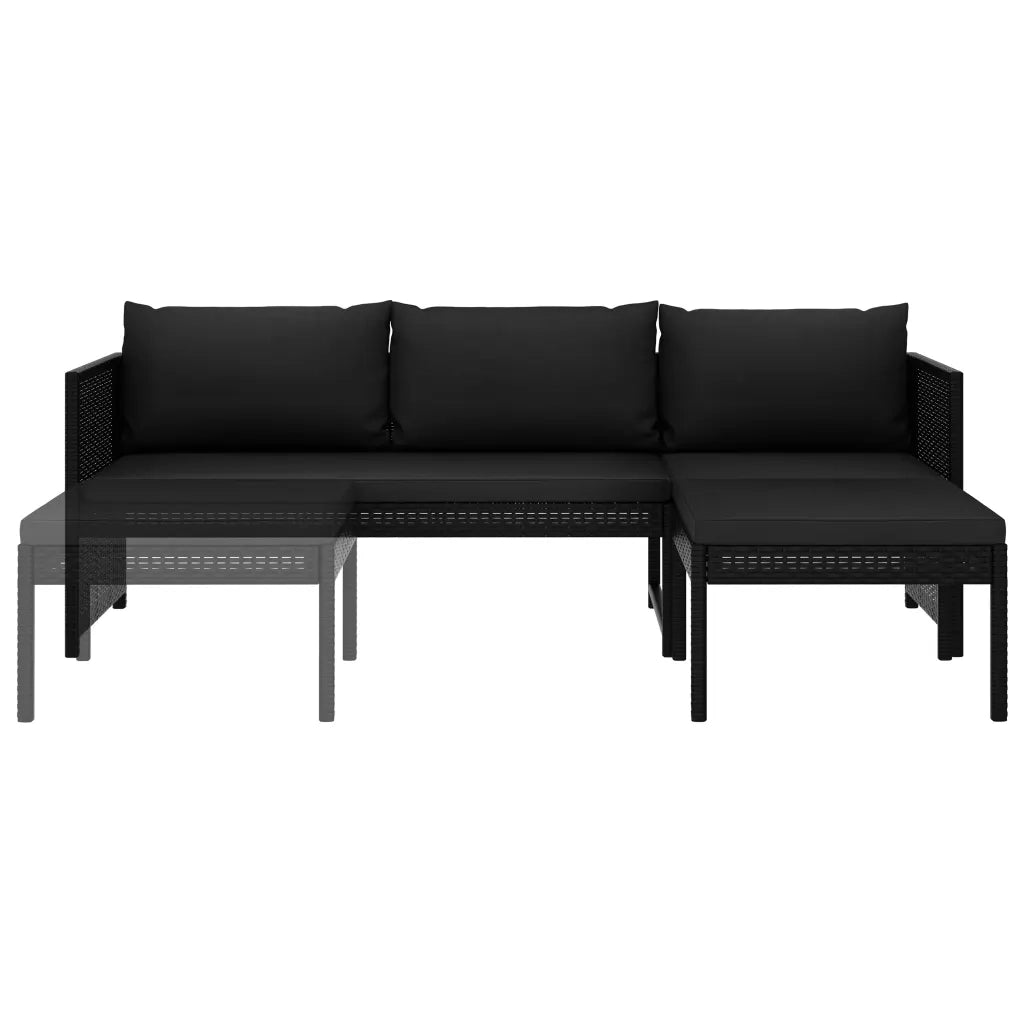Set Divani da Giardino 3 pz con Cuscini in Polyrattan Nero 47400