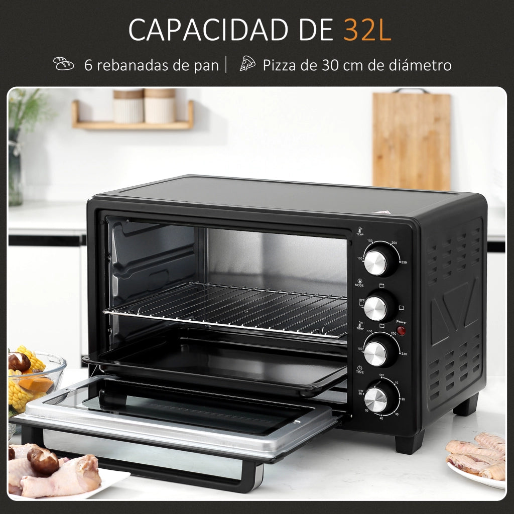 Forno Elettrico 32L 1600W ¨C Minimal ¨C Nero 52.2x38.1x33.5 cm